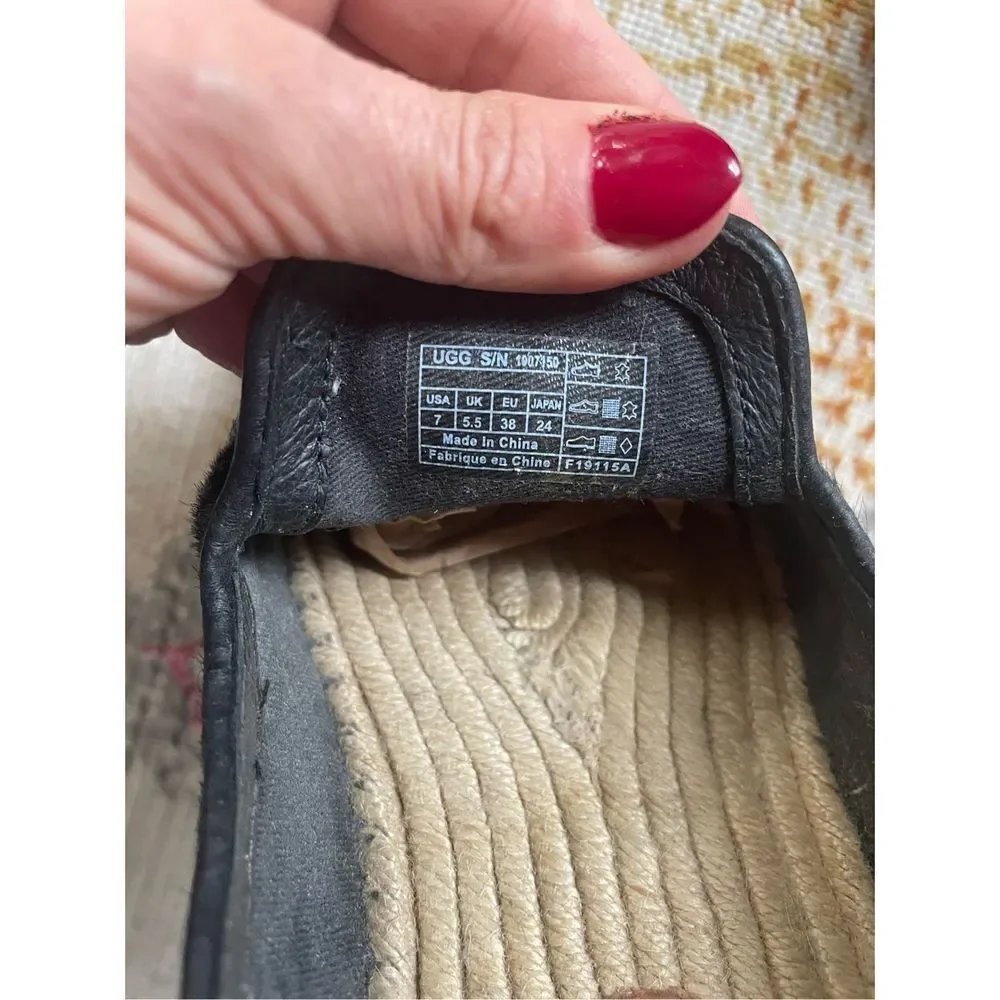 Ugg Black Calf Hair Sandrinne Espadrilles Flats Sz 7​​​​ - Picture 9 of 10